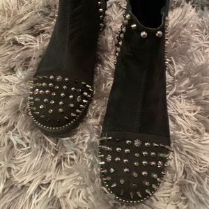 Studded Black suede booties
